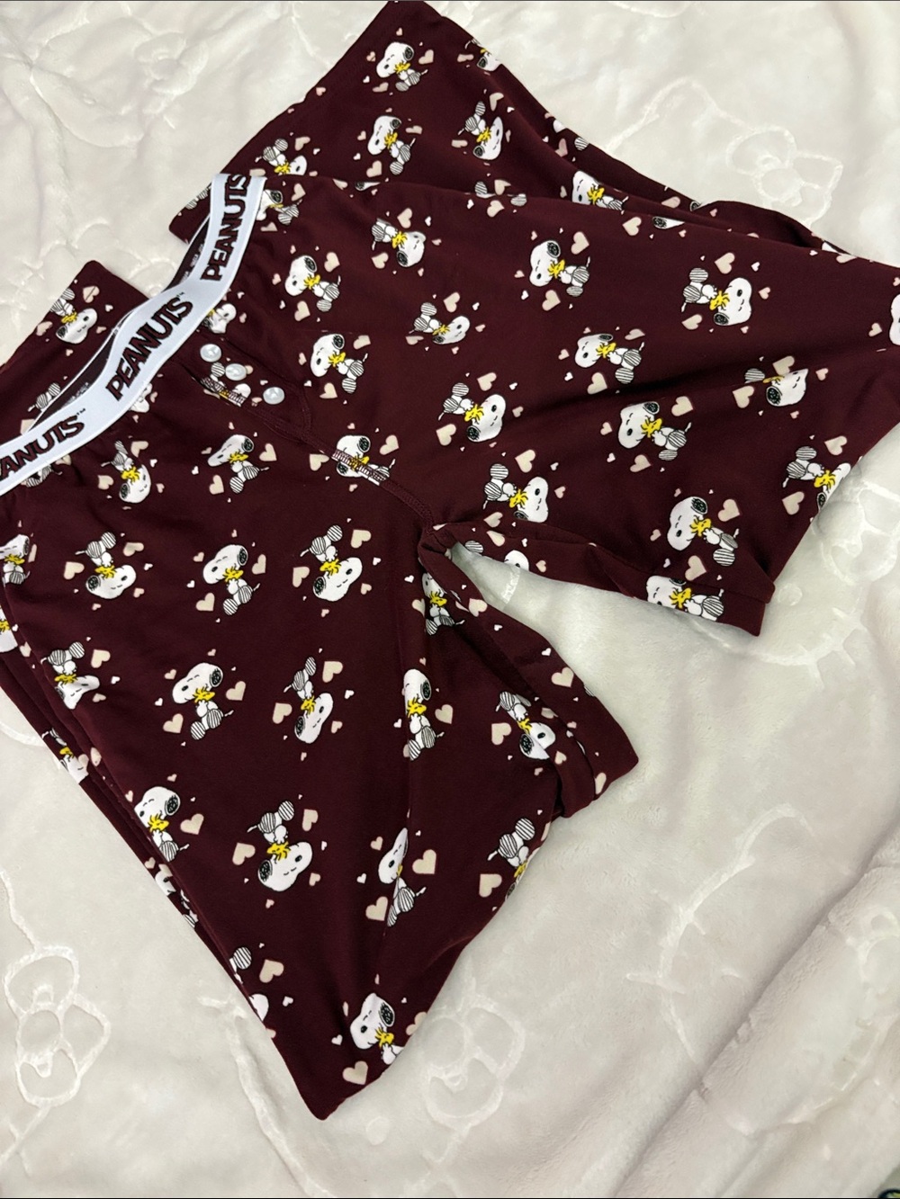 Peanuts Maroon Snoopy Boxer Briefs with Heart Print